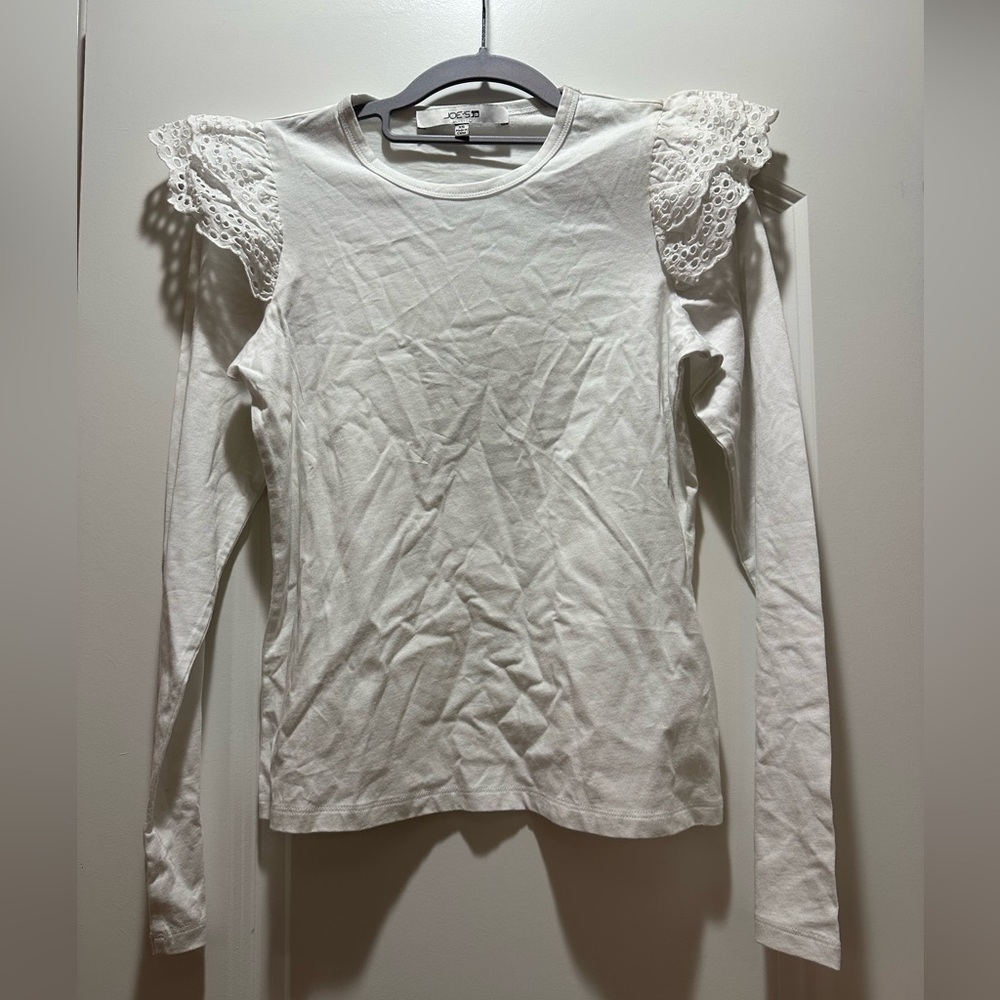 Joe's Jeans White Lace Accent Long Sleeve Shirt